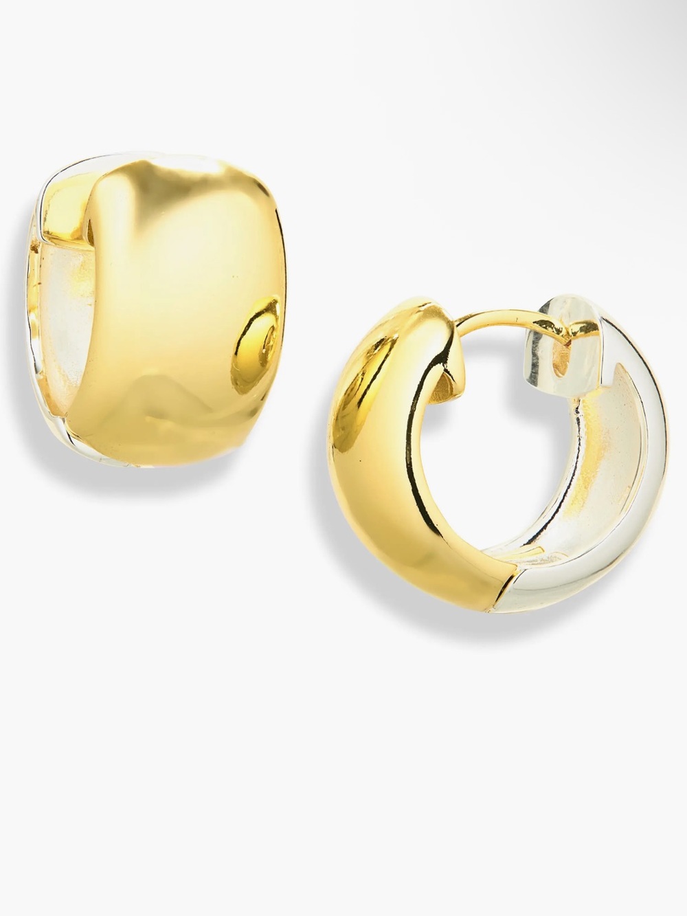 Argento Vivo 14kt Gold Plated Wide Huggie Hoop Earrings - Gold Silver